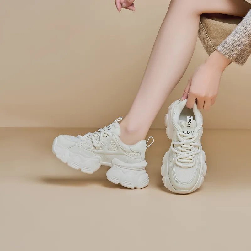 GEMEIQ Cushioning Abrasion Resistant Coverage Height Increasing Low Top Chunky Sneakers With EVA Outsole 8cm Women's-13