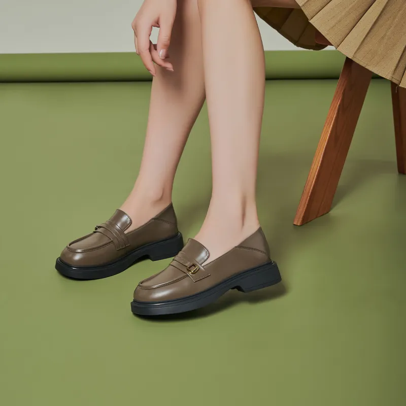 GEMEIQ Loafers Women's Low Top Black/Khaki/Ecru-9