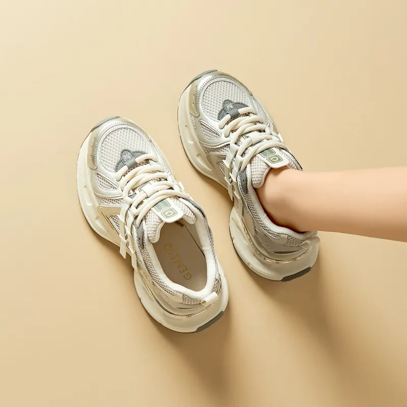 GEMEIQ Low Top Chunky Sneakers Women's Champagne-4