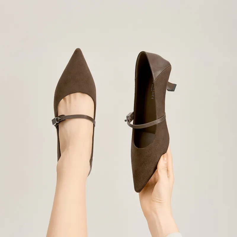 GEMEIQ Flared Heel High Heels Women's Brown-2