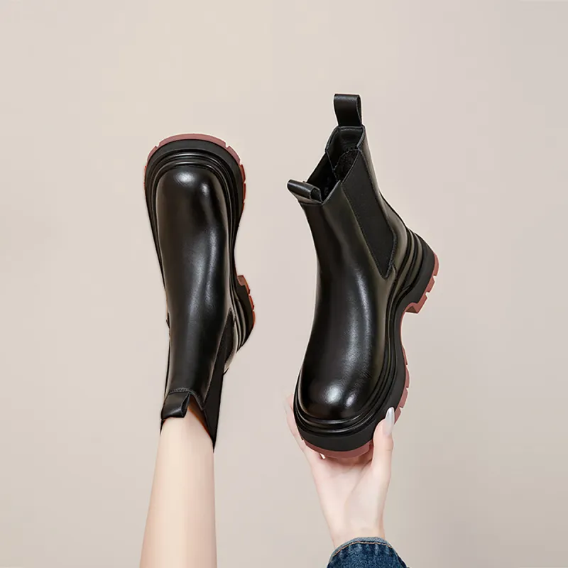 GEMEIQ Chelsea Boots Women's Black Red/Black Blue-4