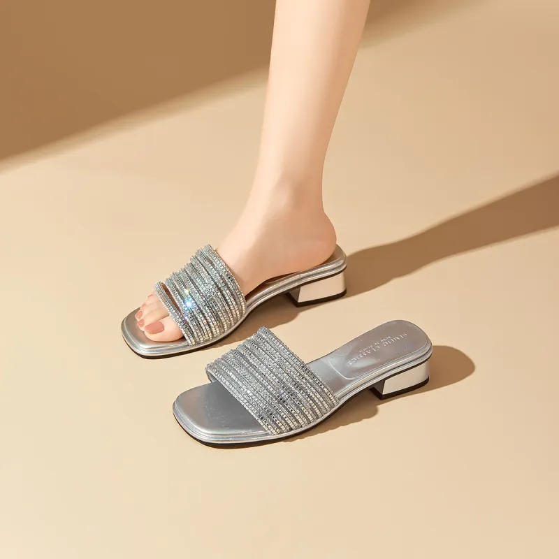 GEMEIQ Slide Slippers Women's Silver, Ecru-9