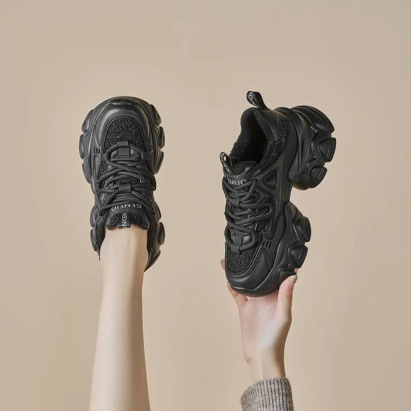 GEMEIQ Cushioning Abrasion Resistant Coverage Height Increasing Low Top Chunky Sneakers With EVA Outsole 8cm Women's-2