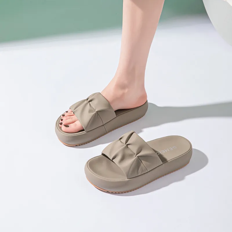 GEMEIQ Slide Slippers Women's Elephant Gray/Ecru/Apricot-2