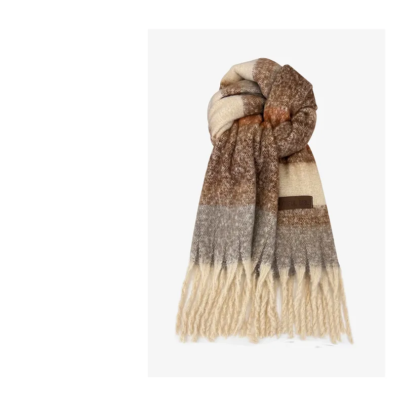 STUFFER Imitation Mohair Knit Scarves Unisex-8