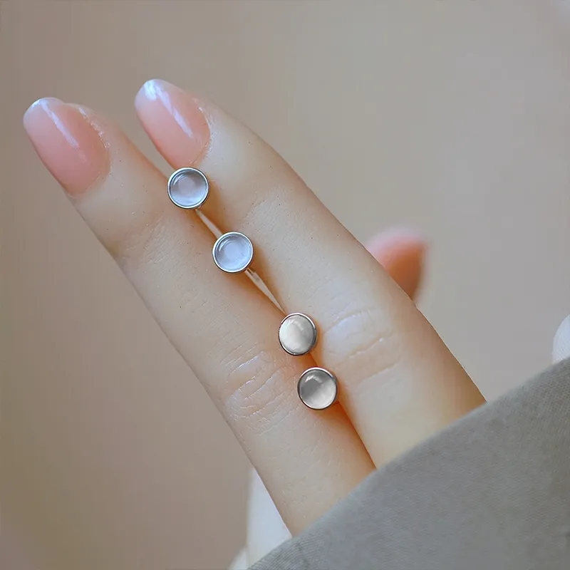 QIMEILA Glass Cat Eye Stud Earrings Women's-9