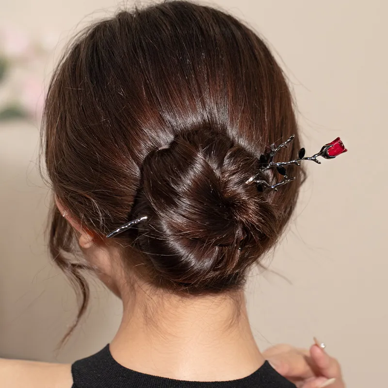 QIMEILA Alloy Hairpins Women's Gunmetal Black-3