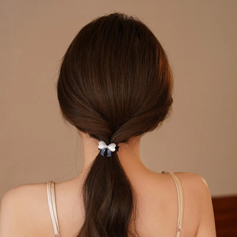 QIMEILA Alloy Hair Tie Women's Navy Blue-4