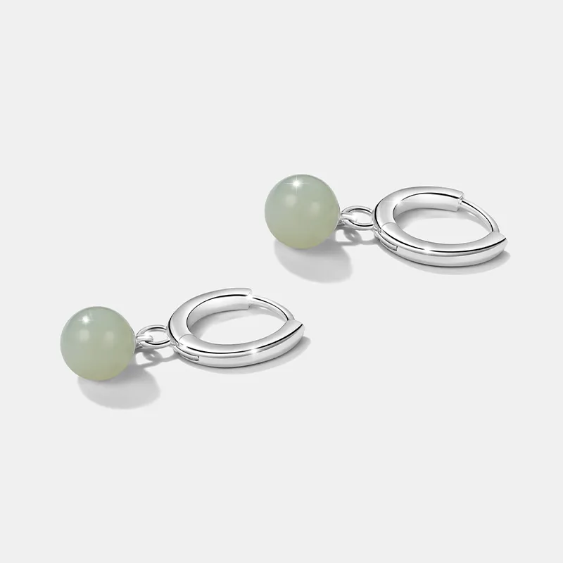 Zoo Jewel Hetian Jade Earrings Pale Greenish White Jade Women's-6