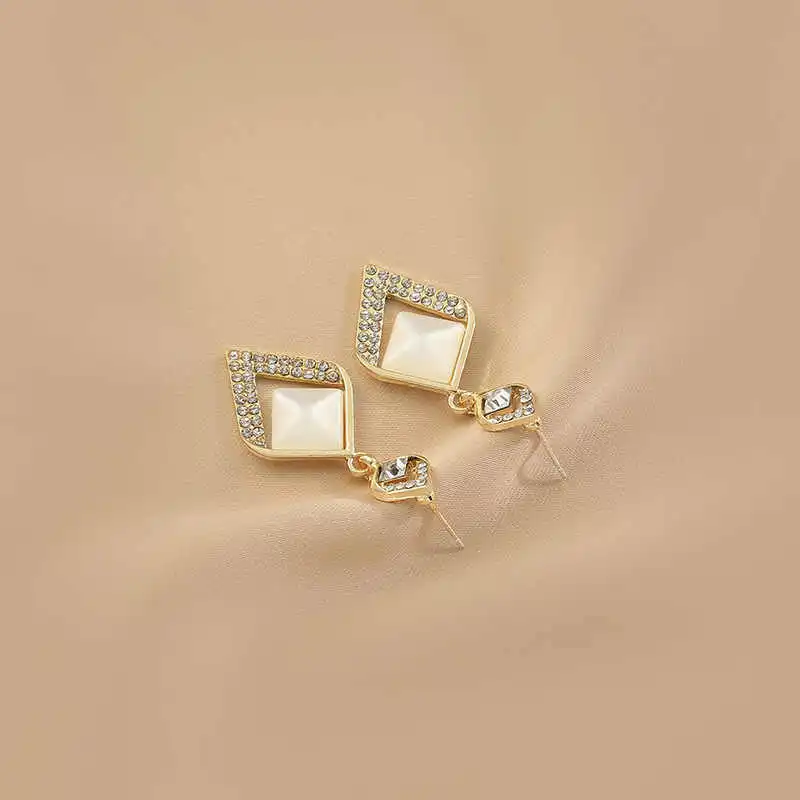 QIMEILA Glass Cat Eye Earrings Women's-3