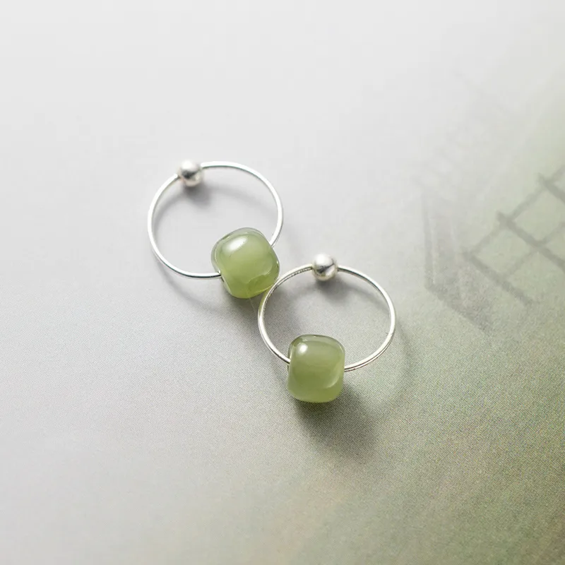 Zoo Jewel Earrings Pale Greenish White Jade Women's-4