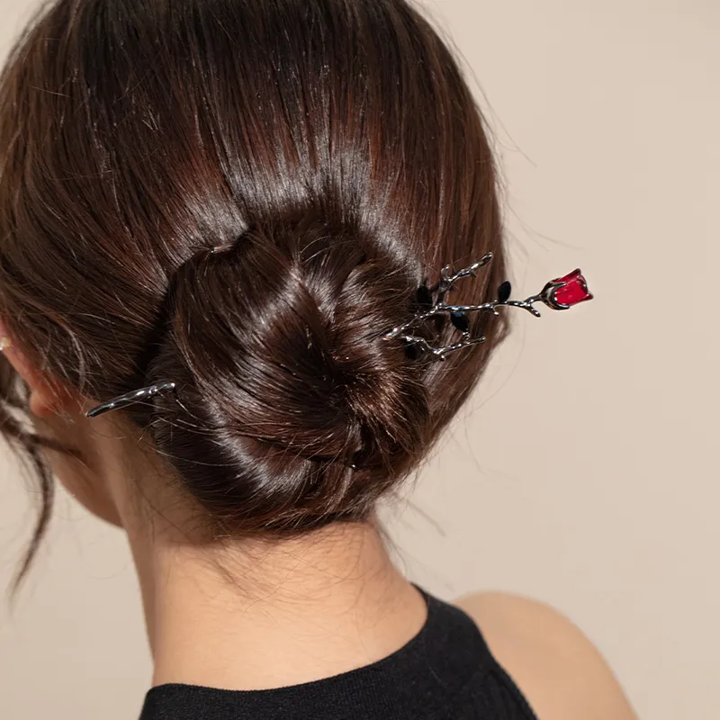 QIMEILA Alloy Hairpins Women's Gunmetal Black-6