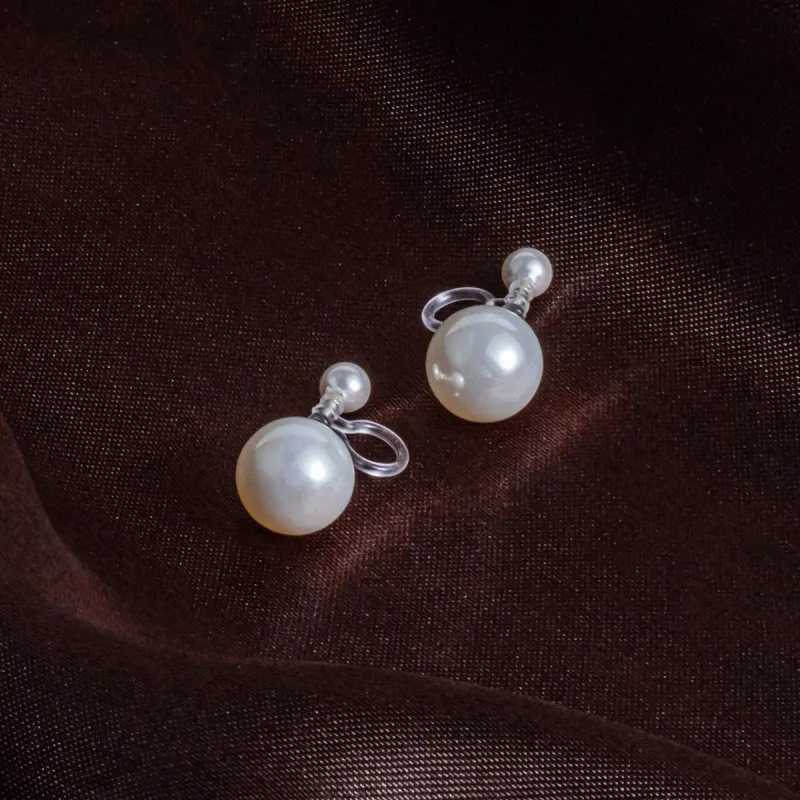 Zoo Jewel Artificial Pearl Clip On Earrings Women's-3