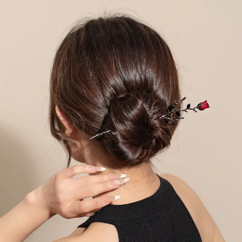 QIMEILA Alloy Hairpins Women's Gunmetal Black-2