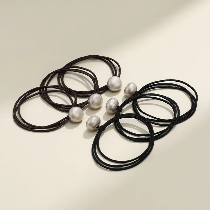 QIMEILA Artificial Pearl Hair Tie Women's-5