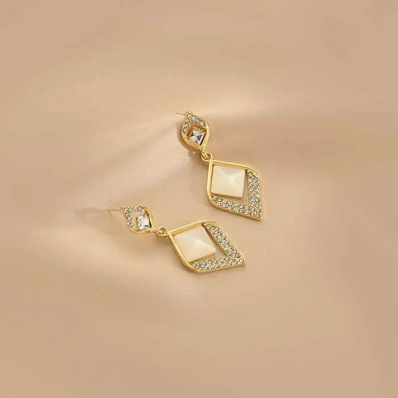 QIMEILA Glass Cat Eye Earrings Women's-4