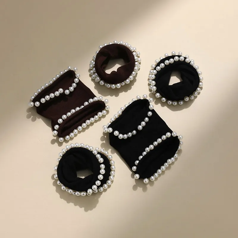 QIMEILA Artificial Pearl Rubber Band Hair Tie Women's-5