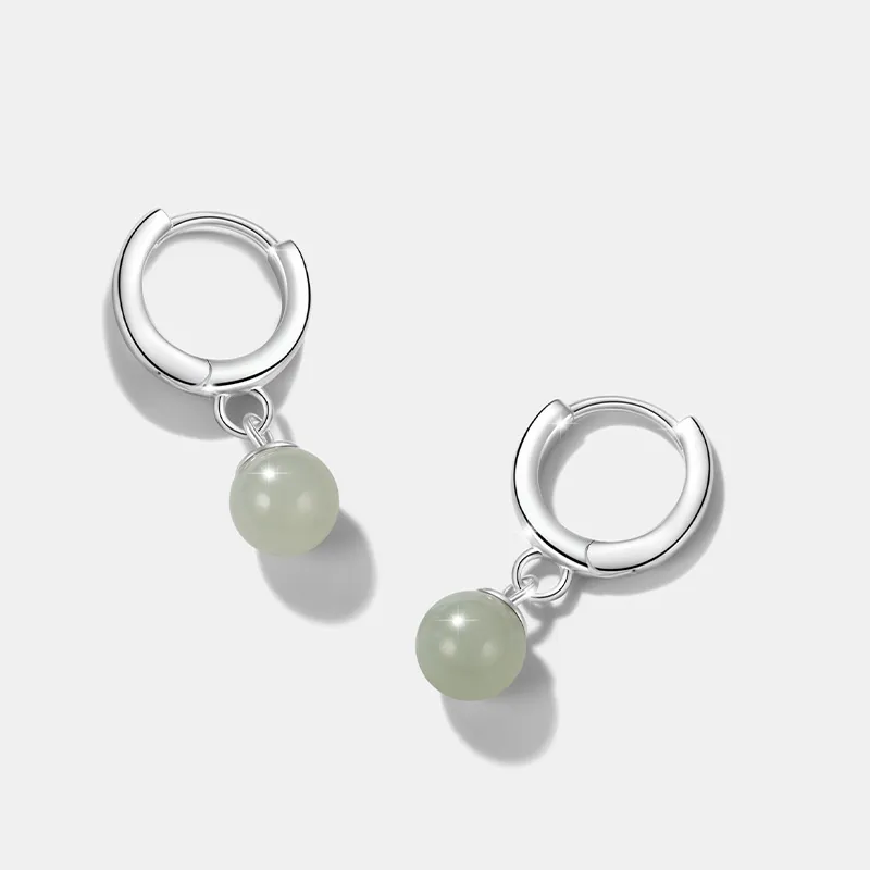 Zoo Jewel Hetian Jade Earrings Pale Greenish White Jade Women's-5