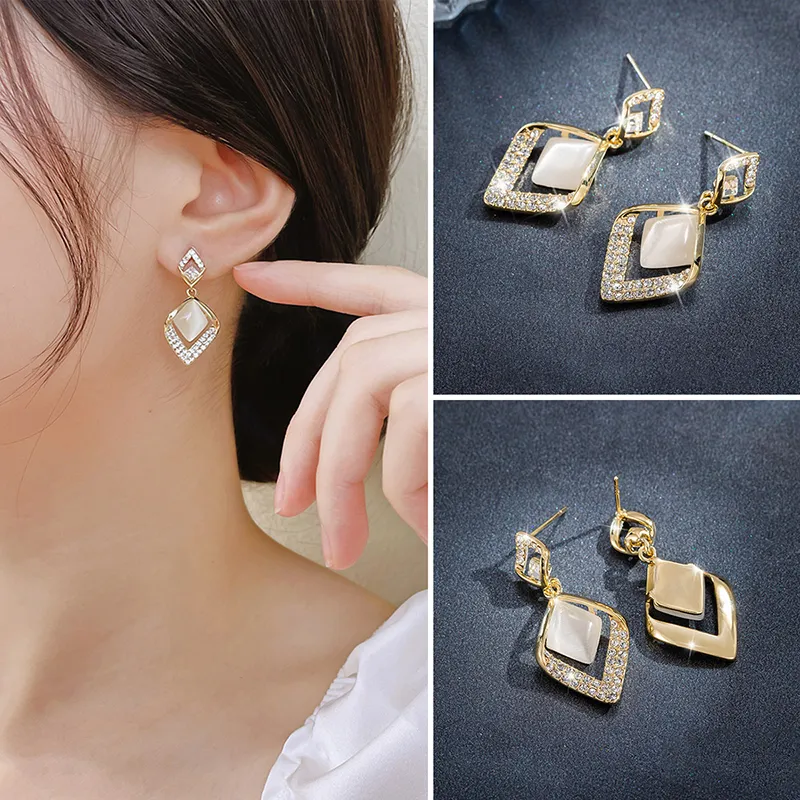 QIMEILA Glass Cat Eye Earrings Women's-7
