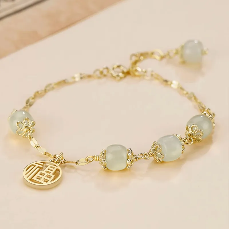 Zoo Jewel Hetian Jade Bracelets Pale Greenish White Jade Women's-3