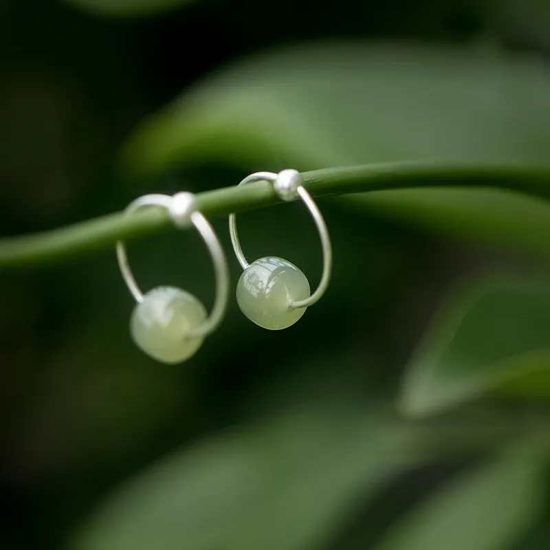 Zoo Jewel Earrings Pale Greenish White Jade Women's-3