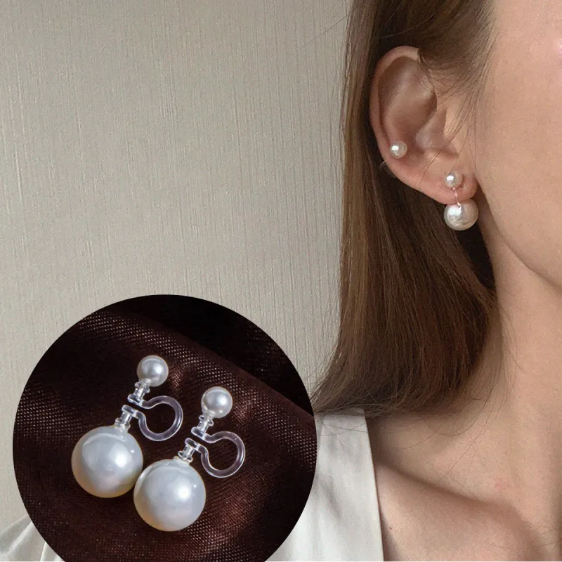 Zoo Jewel Artificial Pearl Clip On Earrings Women's-1