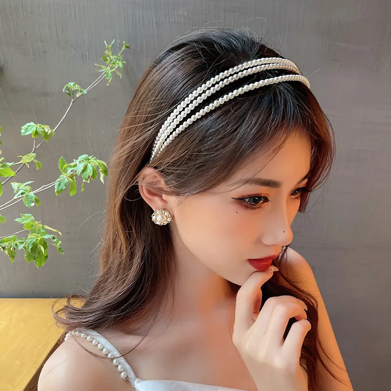 QIMEILA Faux Pearl Headbands Women's-5