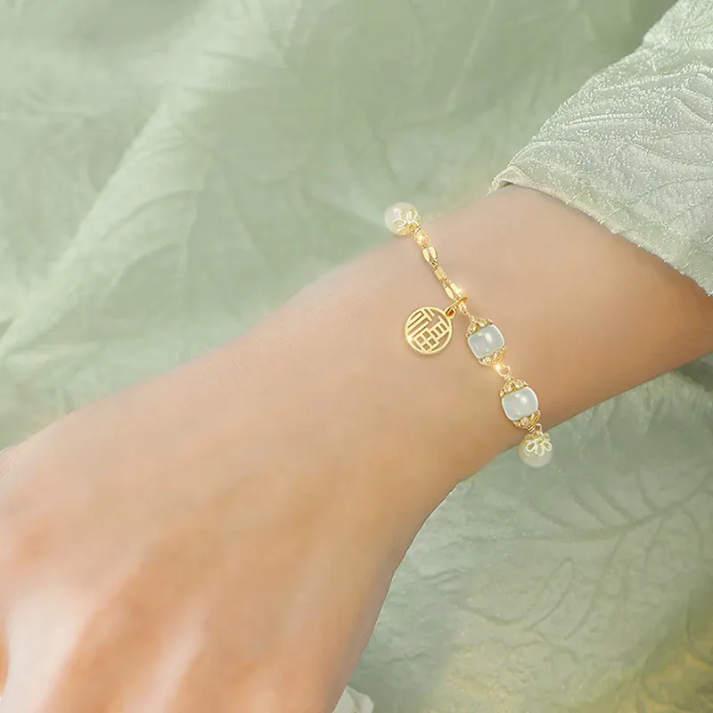 Zoo Jewel Hetian Jade Bracelets Pale Greenish White Jade Women's-2
