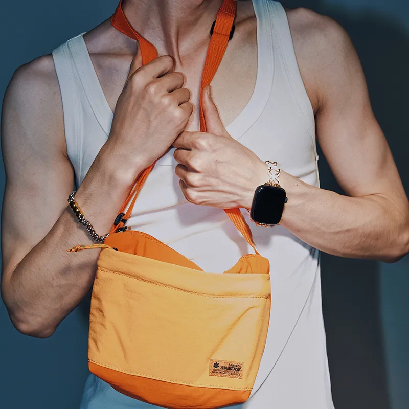 BACKSTAGE Polyamide Shoulder Bag Crossbody Bag Unisex Army Green/Orange/Yellow-5