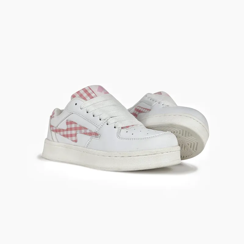 Rongchuan Slip Resistant, Abrasion Resistant, Lightweight Low Top Skateboard Shoes Unisex White Pink Square-3