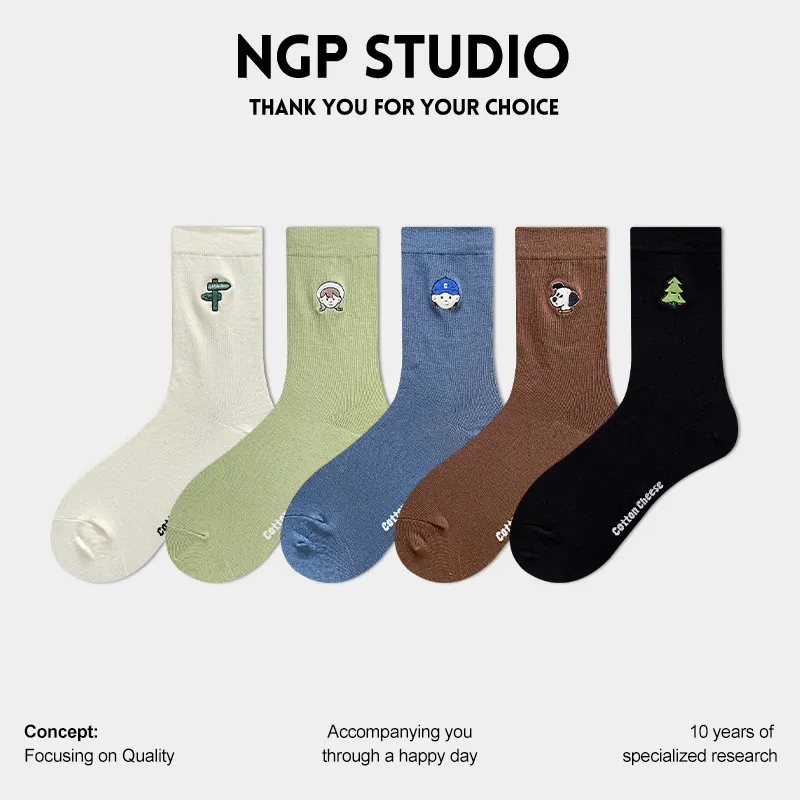 NGP Mid Calf Socks Women's 5 Pack Camping Diary-3