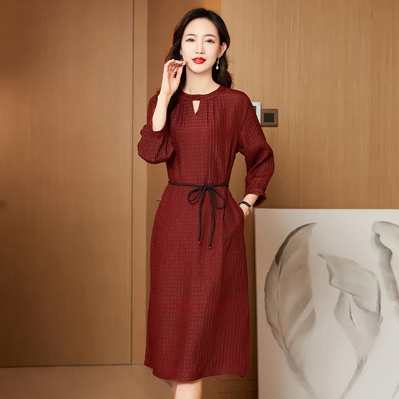 Yi Mengyuan Silk Short Sleeved Dress Women's-5