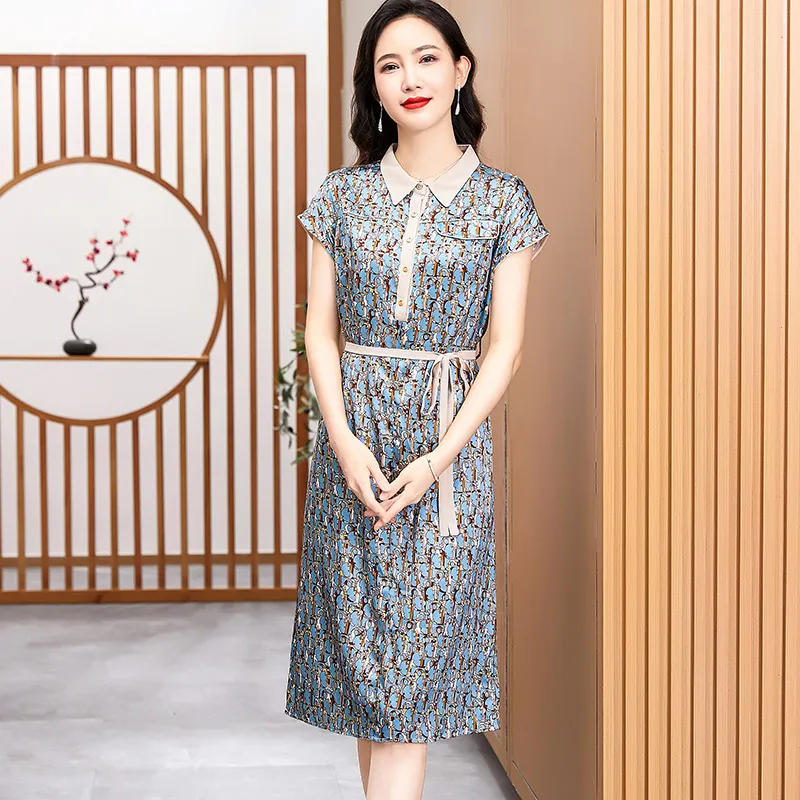 Yi Mengyuan Silk Short Sleeved Dress Women's-5