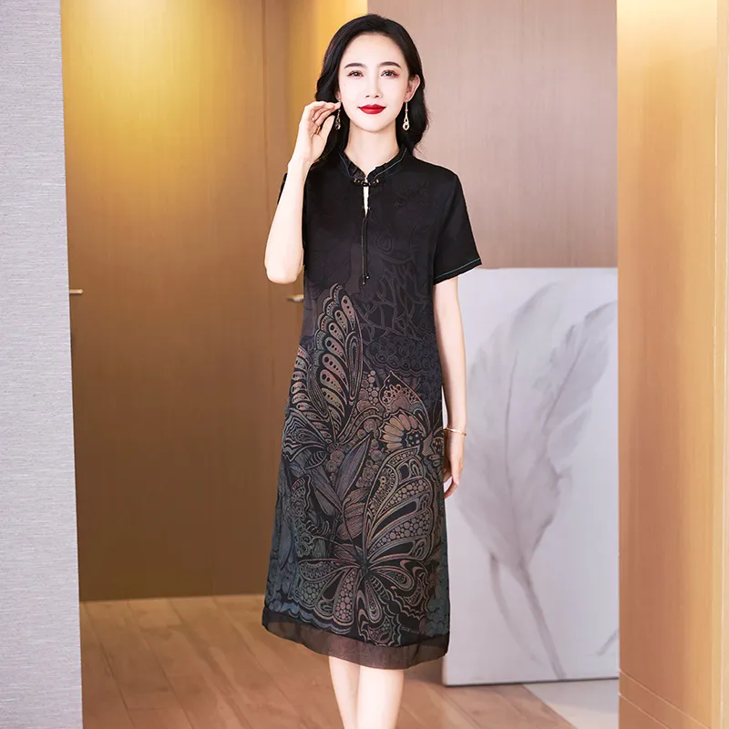 Yi Mengyuan Silk Short Sleeved Dress Women's-4