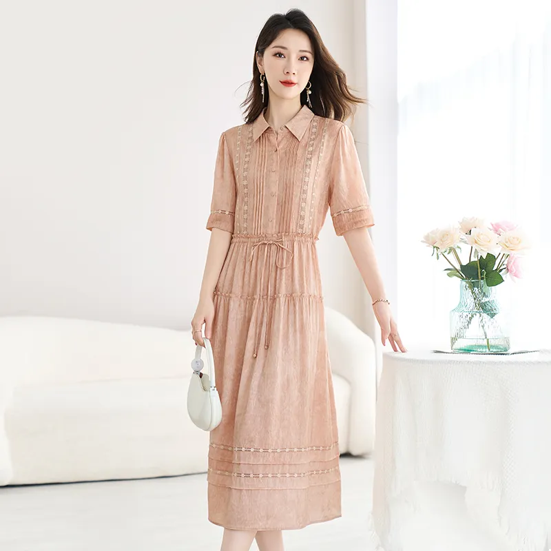 Yi Mengyuan Silk Short Sleeved Dress Women's-4