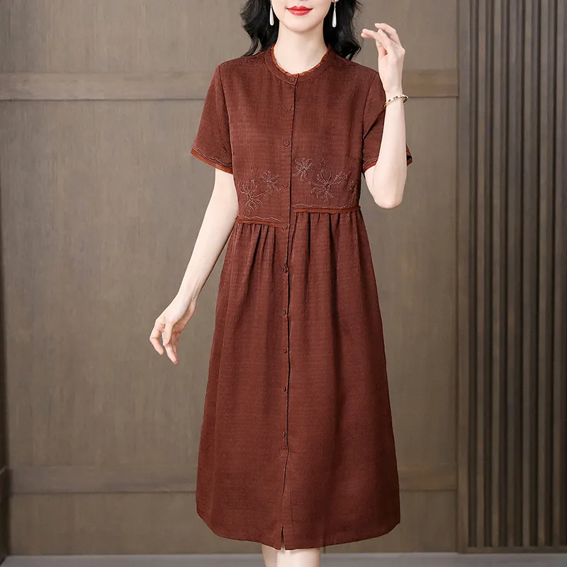 Yi Mengyuan Silk Short Sleeved Dress Women's-7