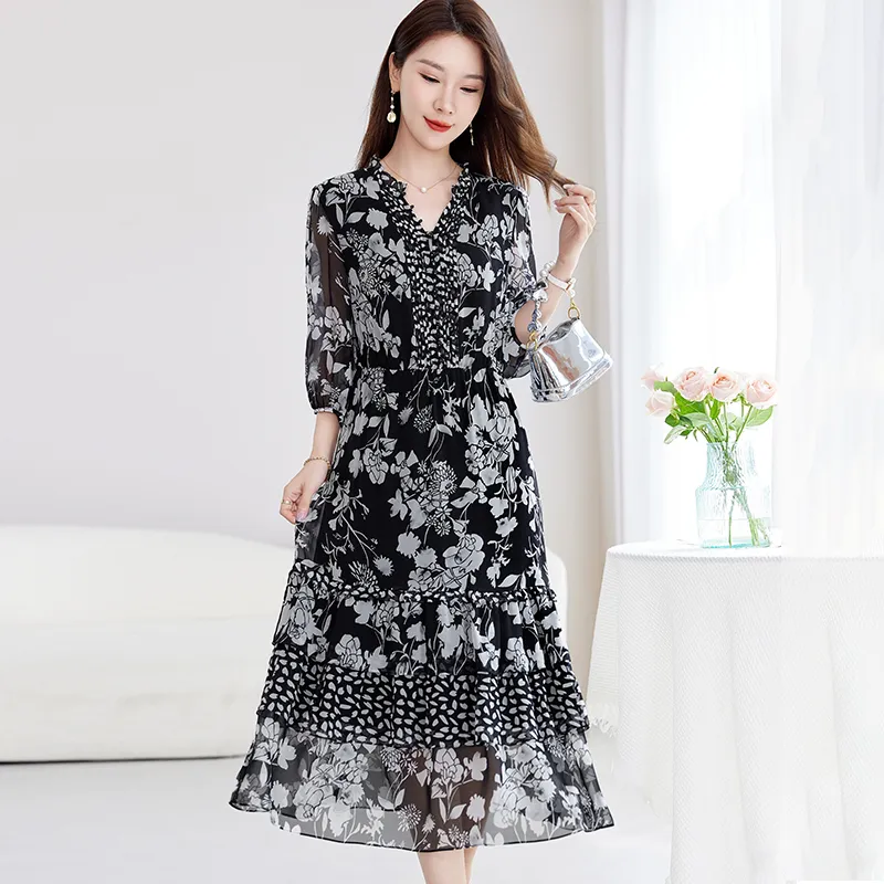 Yi Mengyuan Silk Short Sleeved Dress Women's-3