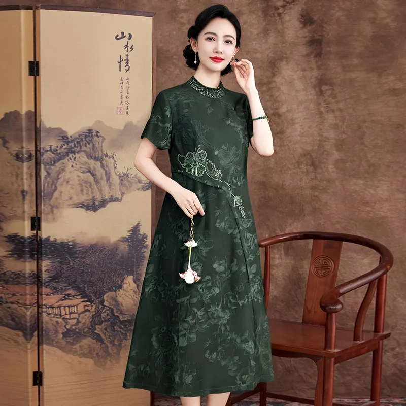 Yi Mengyuan Silk Short Sleeved Dress Women's-6
