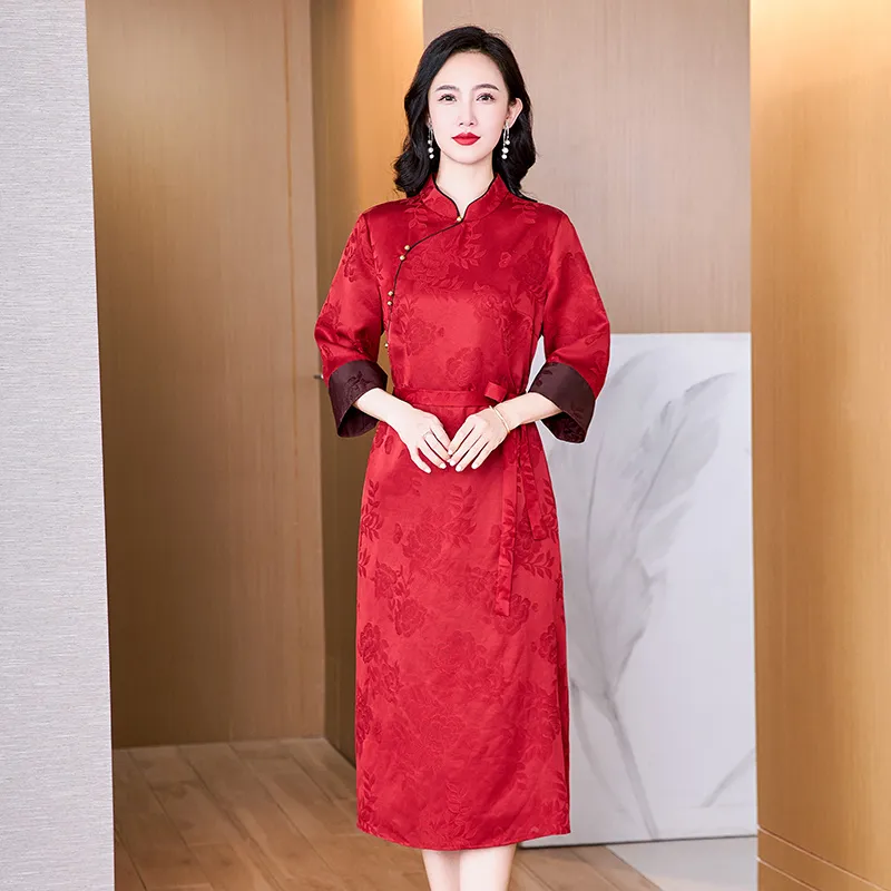 Yi Mengyuan Silk Short Sleeved Dress Women's-6
