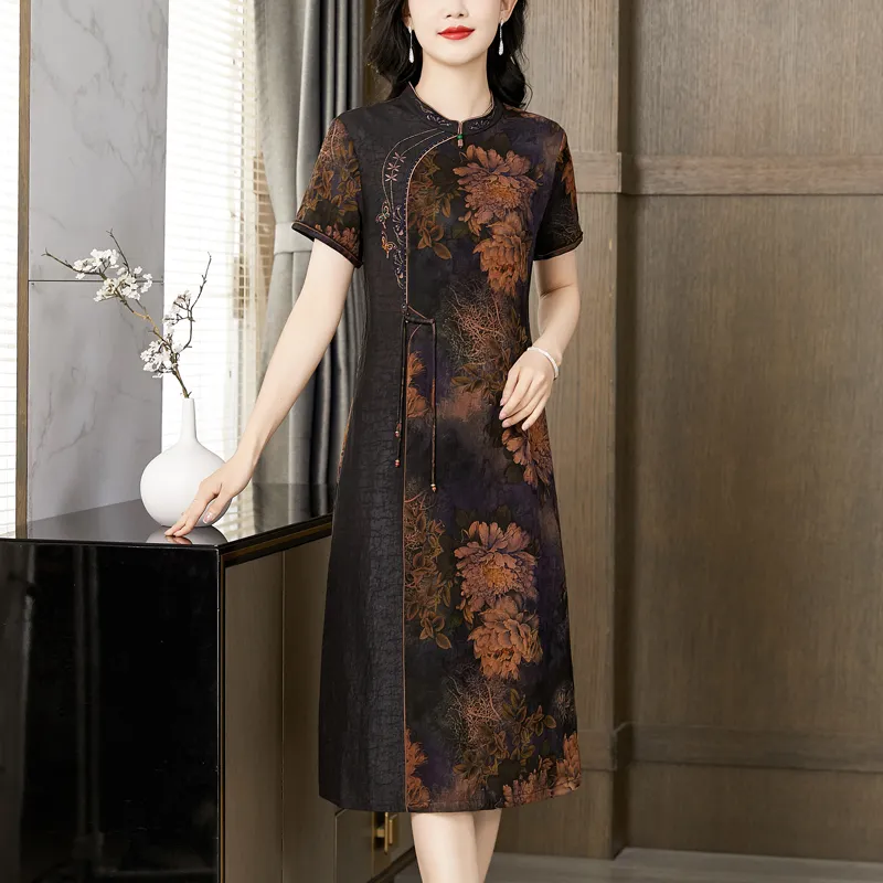 Yi Mengyuan Silk Short Sleeved Dress Women's-3