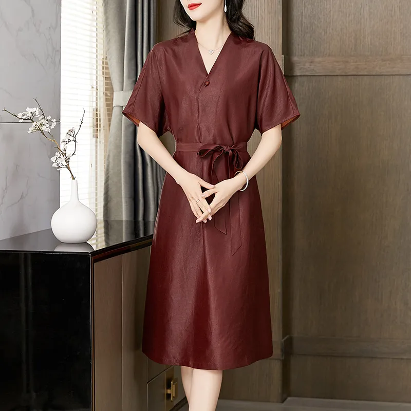 Yi Mengyuan Silk Short Sleeved Dress Women's-3