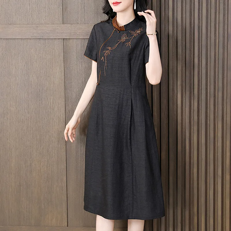 Yi Mengyuan Silk Short Sleeved Dress Women's-3