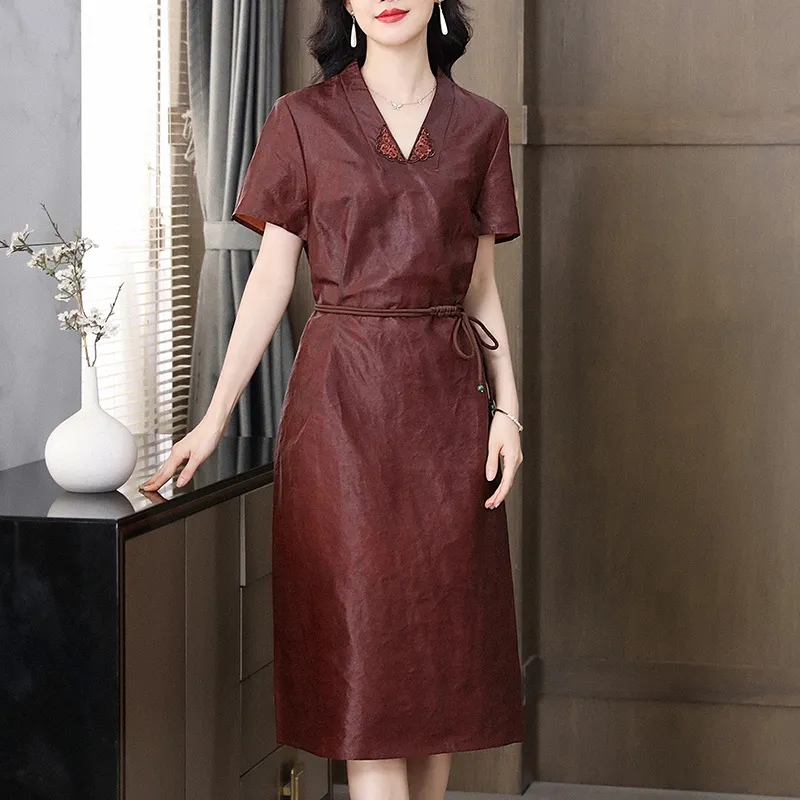 Yi Mengyuan Silk Short Sleeved Dress Women's-2