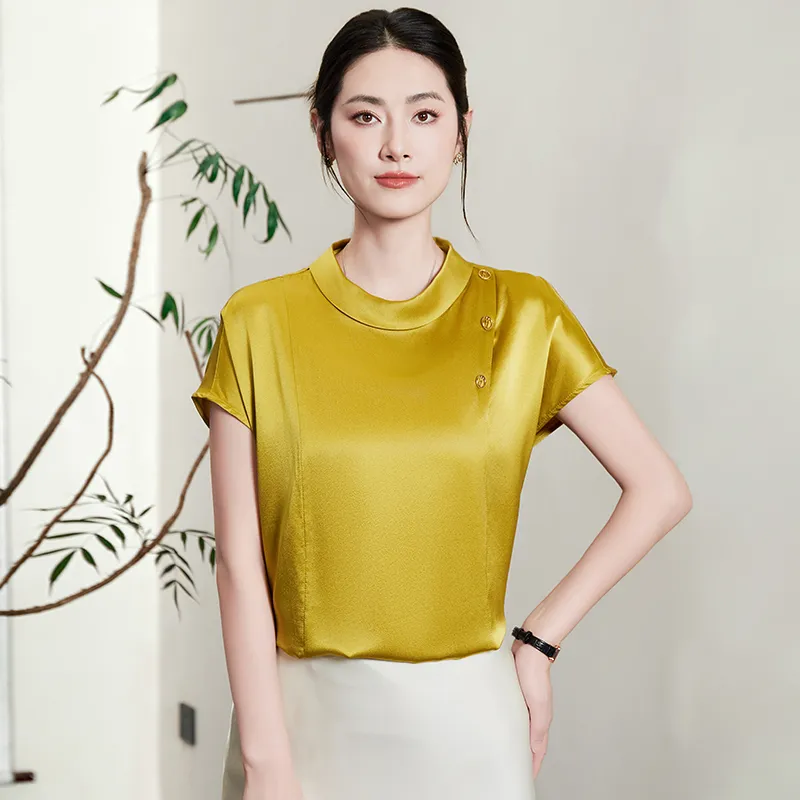 Yi Mengyuan Short Sleeved Silk Shirt Women's-1
