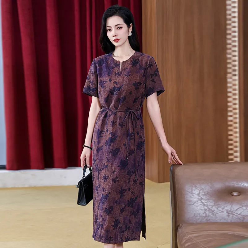 Yi Mengyuan Silk Short Sleeved Dress Women's-7