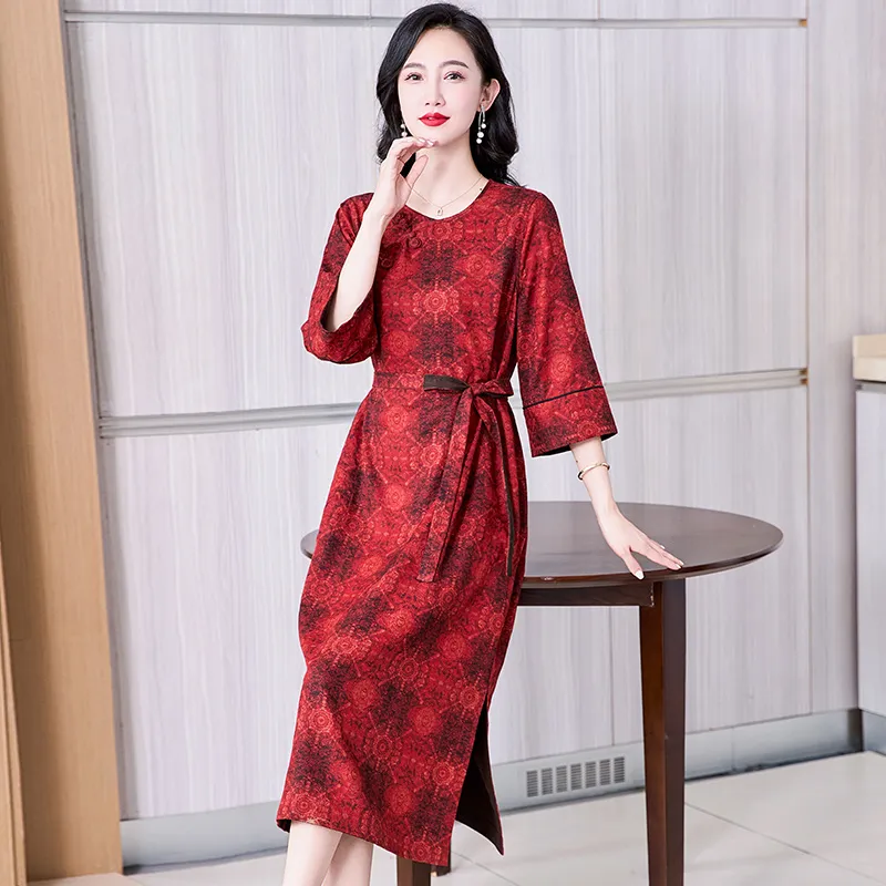 Yi Mengyuan Silk Short Sleeved Dress Women's-2