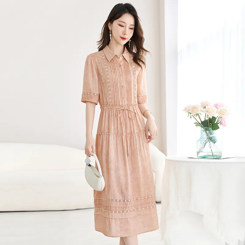 Yi Mengyuan Silk Short Sleeved Dress Women's-5
