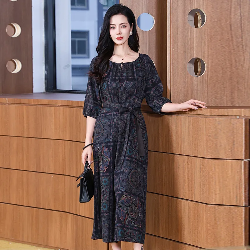 Yi Mengyuan Silk Short Sleeved Dress Women's Image Color-4