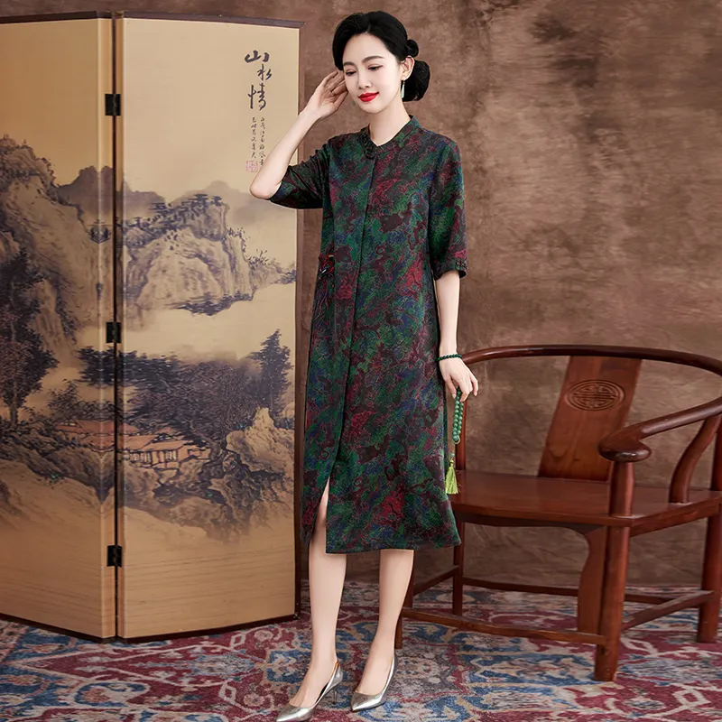 Yi Mengyuan Silk Short Sleeved Dress Women's-4