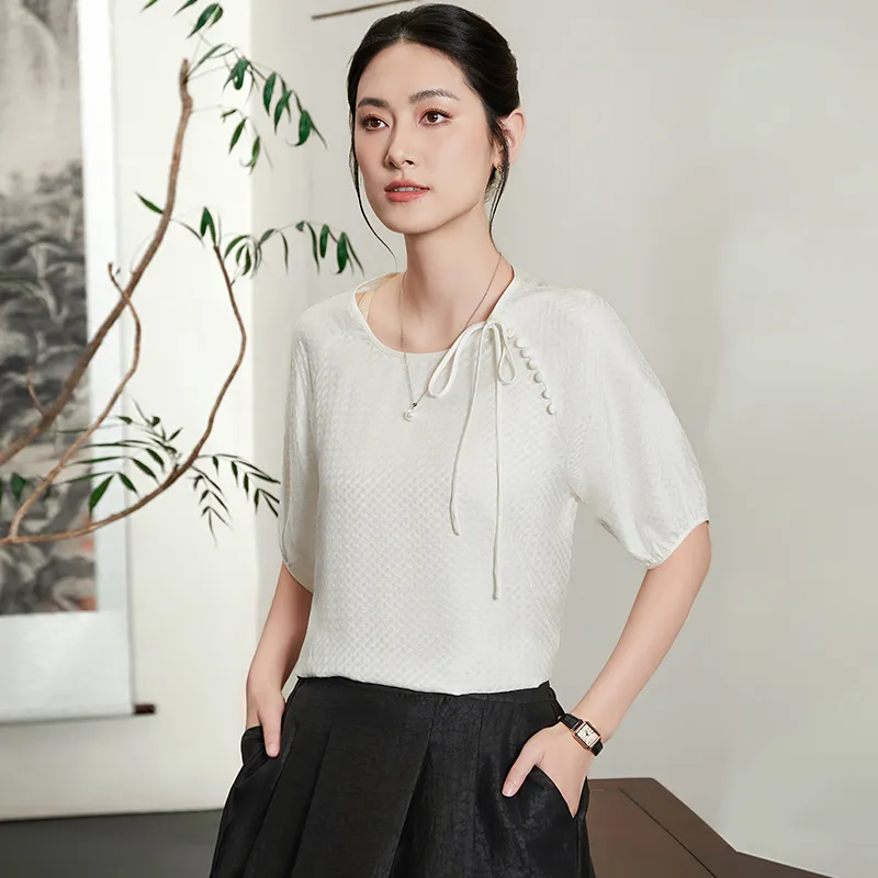 Yi Mengyuan Short Sleeved Silk Shirt Women's-7